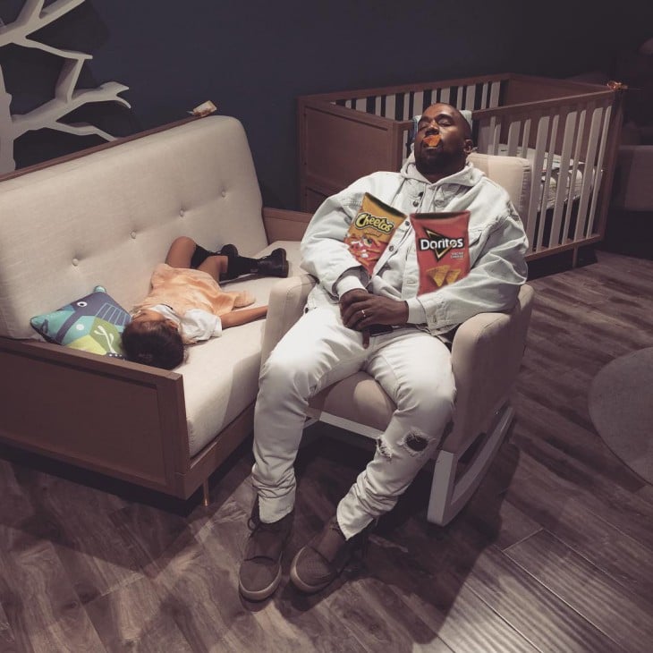 Kanye West dormido bebé photoshop doritos