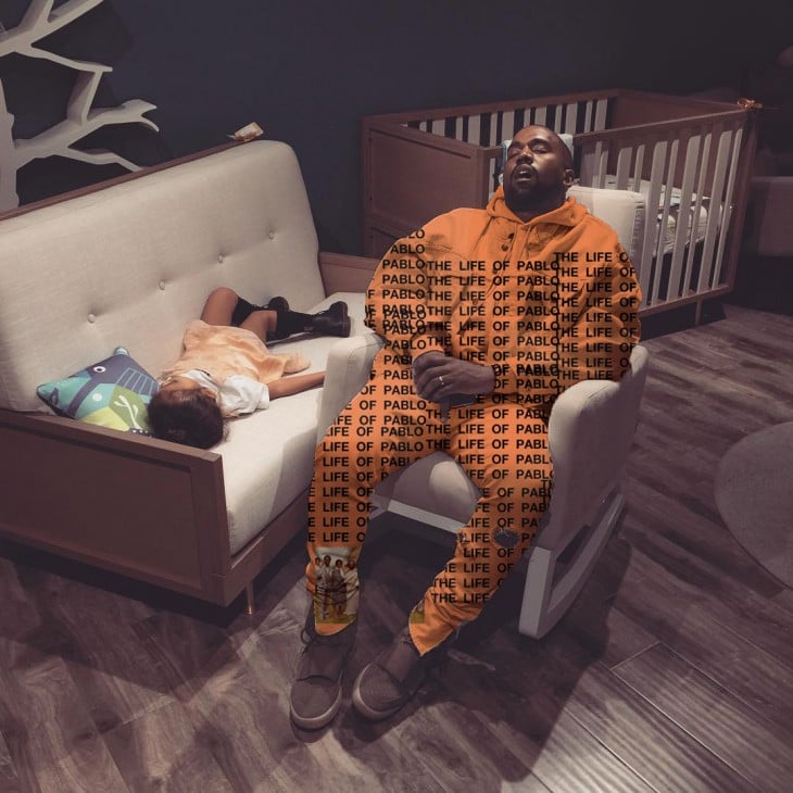 Kanye West dormido bebé photoshop preso