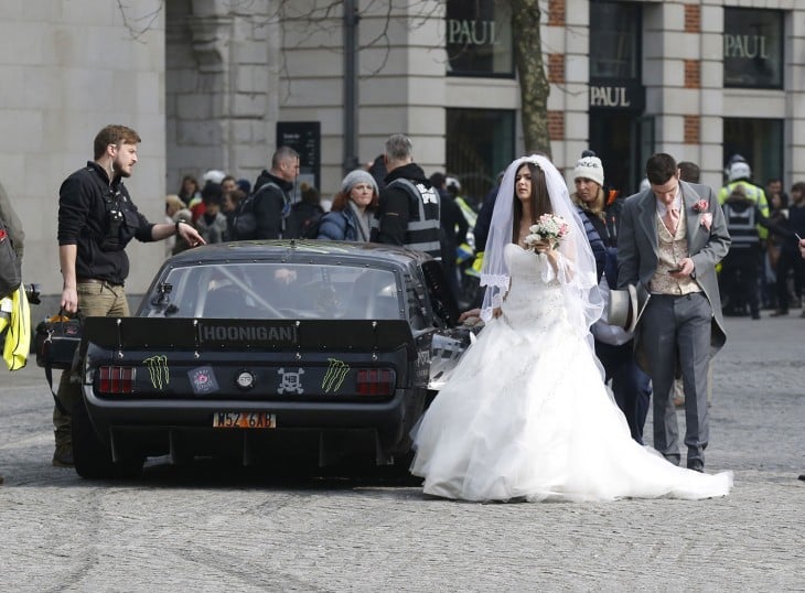 The bride didn't look too impressed by the mechanical failure