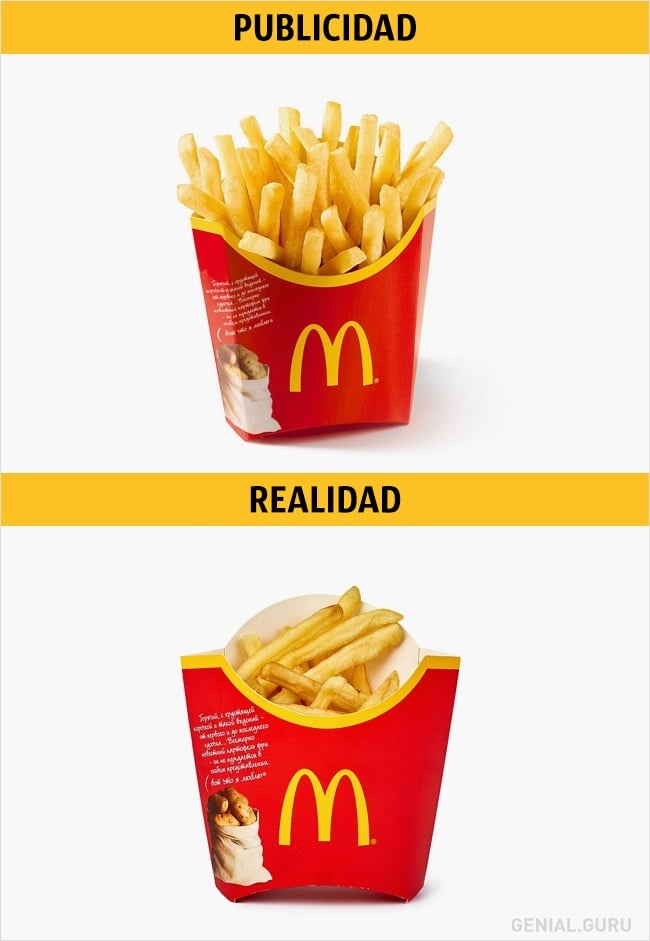 La realidad vs la fantasía de la publicidad en comida rápida