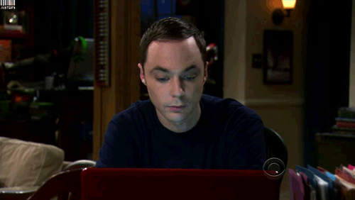 Sheldon frente a la computadora