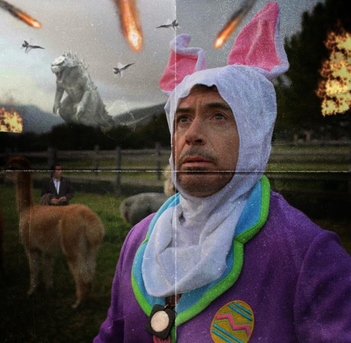 Robert Downey Jr vestido de conejo en Batalla de Photoshop