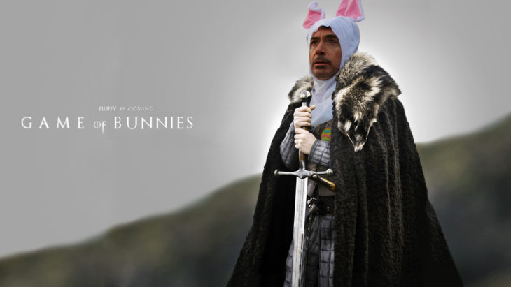 Robert Downey Jr vestido de conejo en Batalla de Photoshop