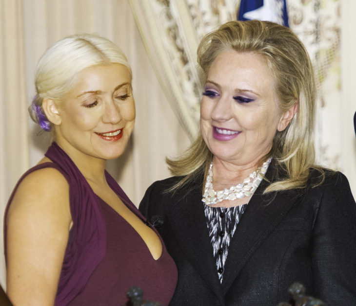 Hillary Clinton y Cristina Aguilera