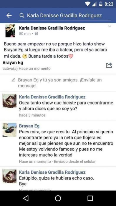 conversación entre el brayan y Karla Denisse