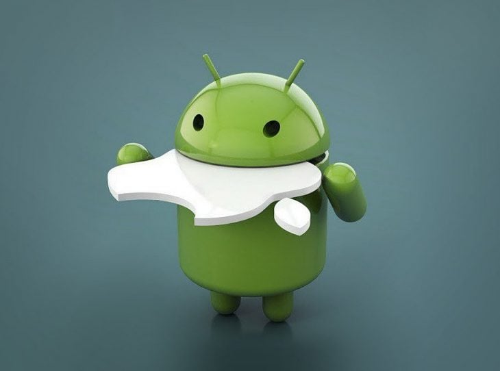 android comiendo apple