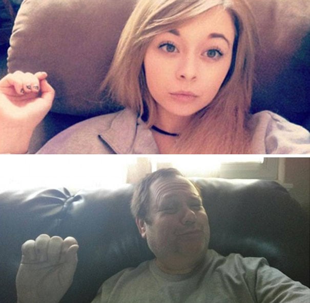 papa trollea a su hija en selfies