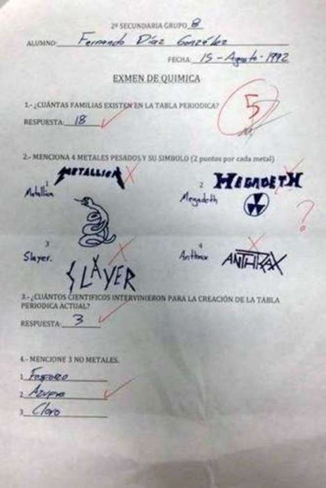 examen gracioso metalica slayer