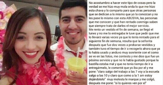 #LadyVestido: Rentó un vestido, lo regresó manchado y roto; y exigió que le devolvieran su dinero