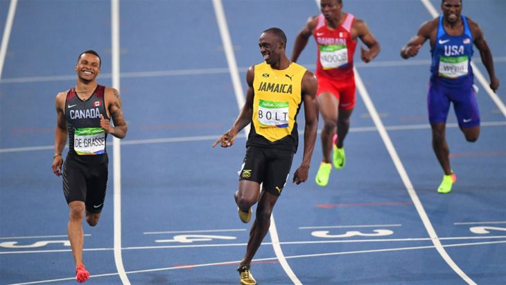 de grasse y bolt riendo