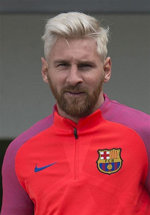 Lionel Messi rubio y con barba