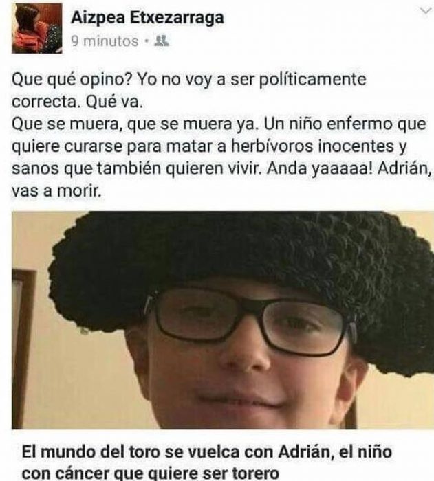 Niño con cáncer quiere ser torero