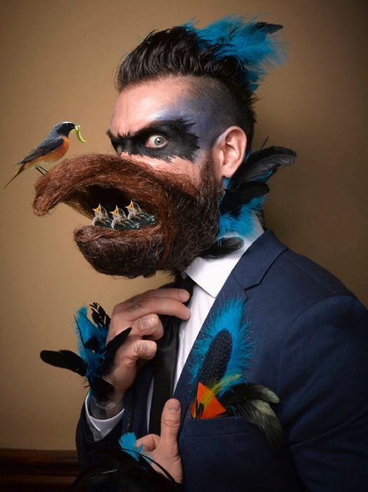 Hombre barba de pájaro en Batalla de Photoshop