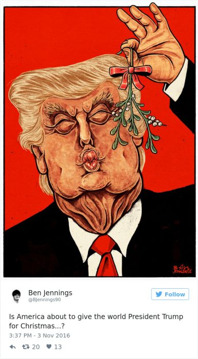 trump beso caricatura