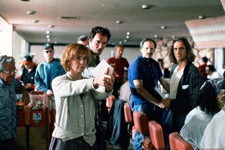 Tarantino en el set de Pulp Fiction