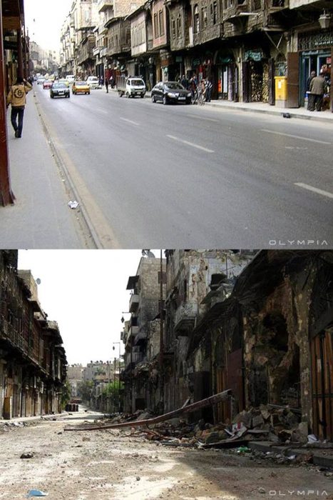 Antes y después en fotografías de Aleppo