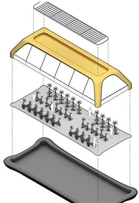 Diagrama de gimnasio flotante