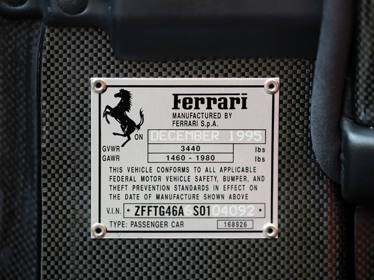 Placa edicion de ferrari f50 1995