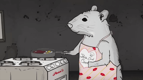 Rata cocinando 