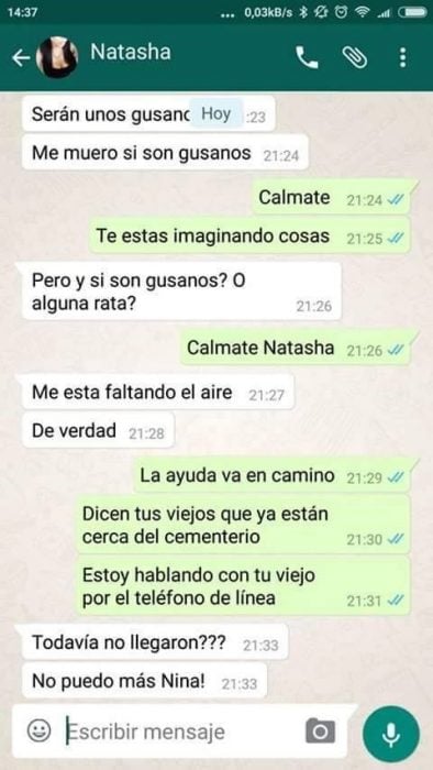 Historia de terror en Whatsapp