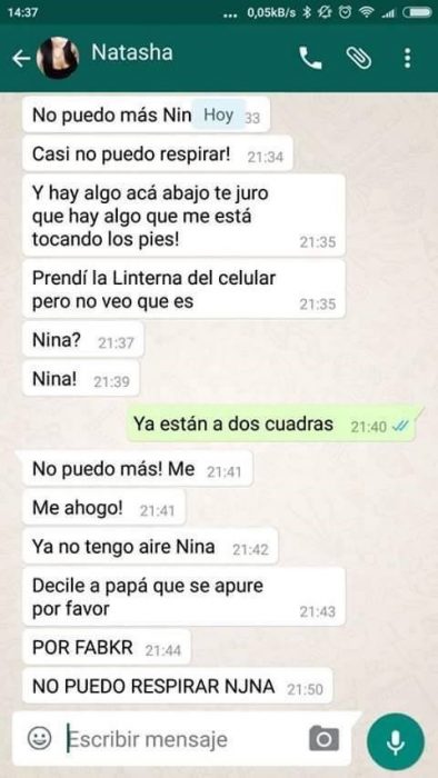 Historia de terror en Whatsapp