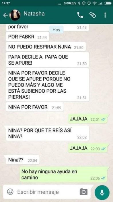 Historia de terror en Whatsapp