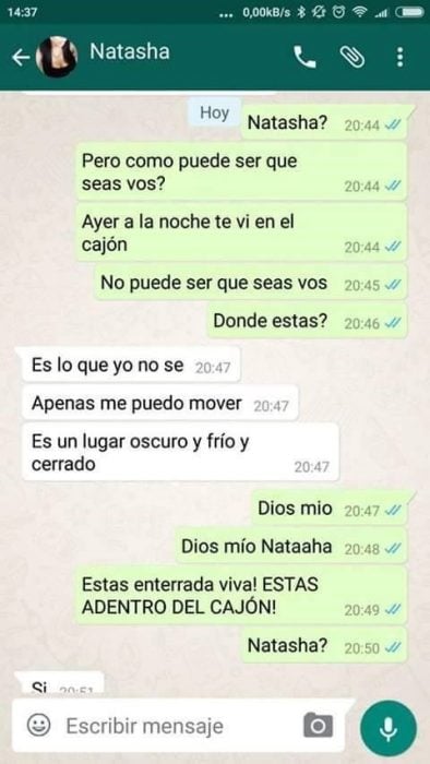 Historia de terror en Whatsapp