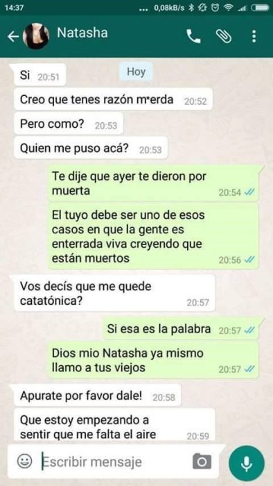 Historia de terror en Whatsapp