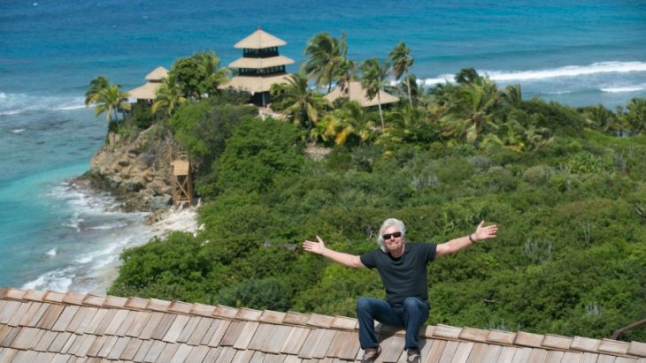 Richard Branson en su isla en el Caribe