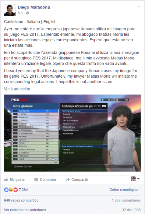 Maradona demanda a PES