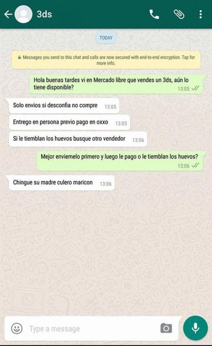 estafa mercado libre whatsapp