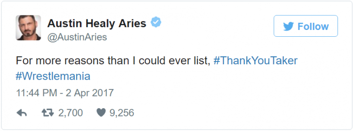 Austin Aries tweet undertaker