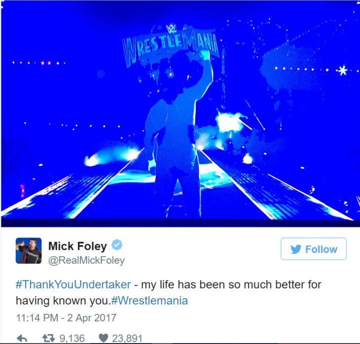 Mick Foley tweet undertaker