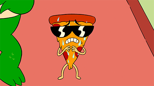 gif pizza steve sudando 