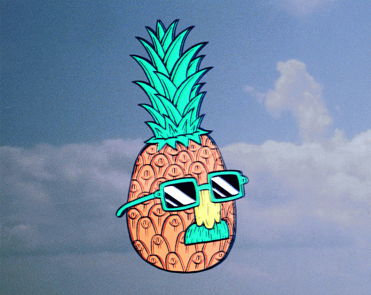 gif piña con lentes de sol y bigote