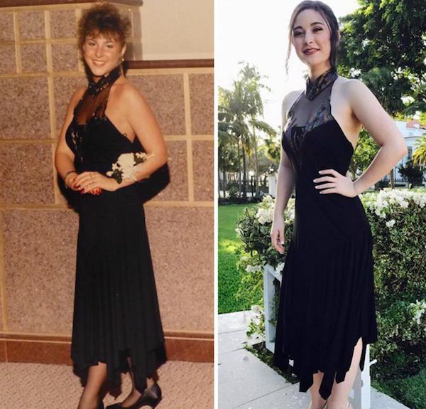 Hija usa el mismo vestido de graduación que su madre