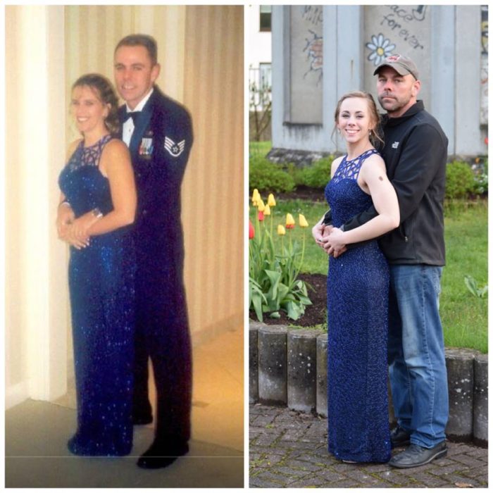 Hija usa el mismo vestido de graduación que su madre