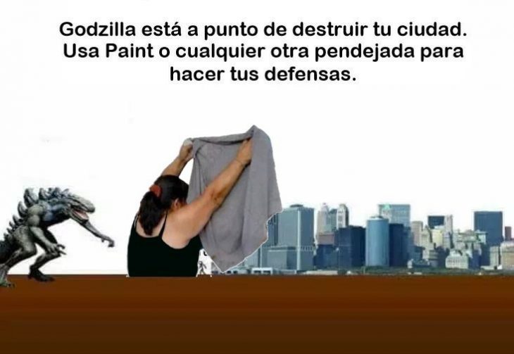 godzilla meme proteje ciudad