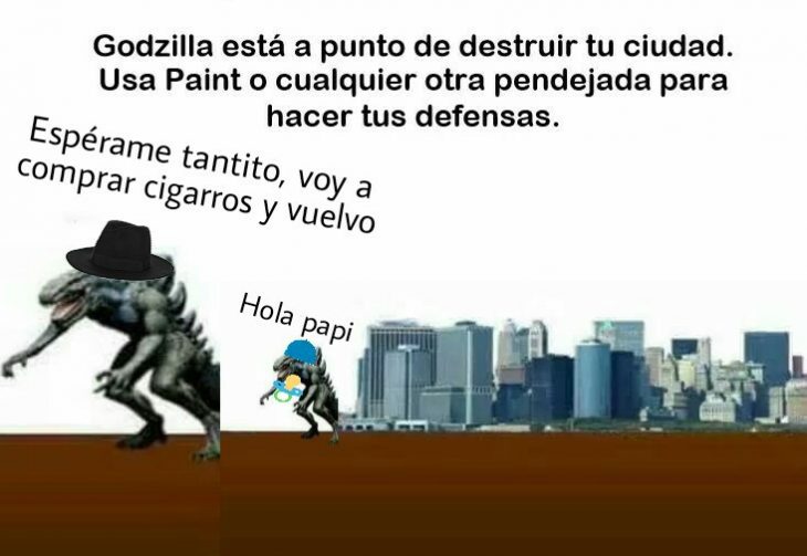 godzilla meme proteje ciudad