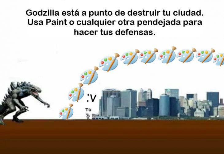 godzilla meme proteje ciudad