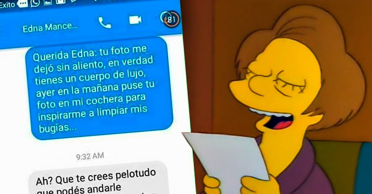Le escribió frases de los Simpson a una Edna; esto sucedió