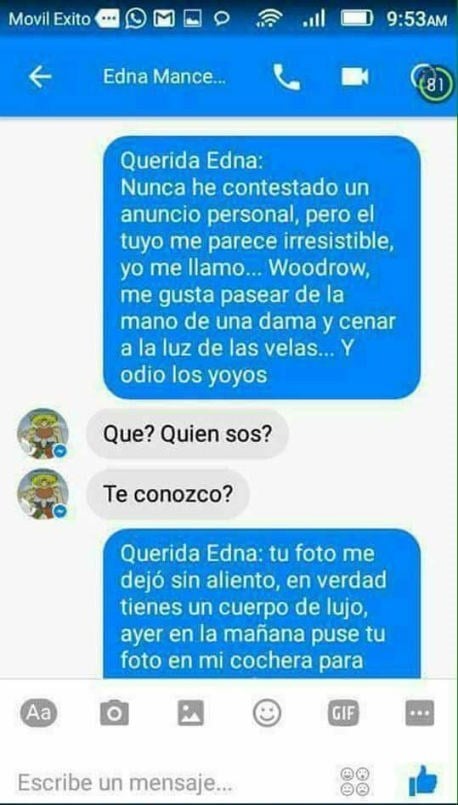 Le escribió frases de los Simpson a una Edna; esto sucedió