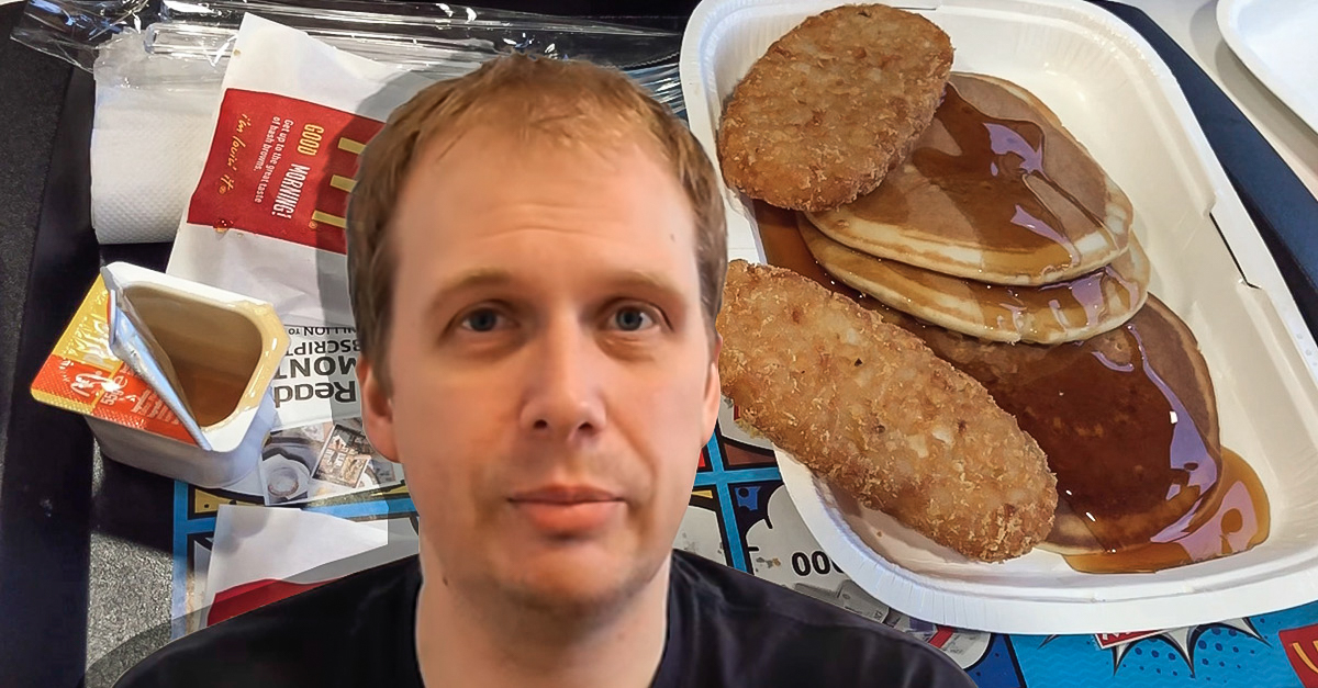 hombre solo come hamburguesas
