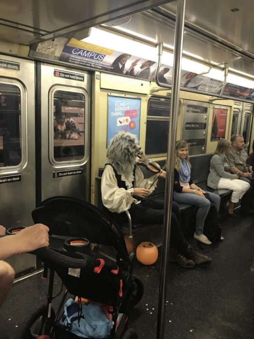 lobo violín en el metro