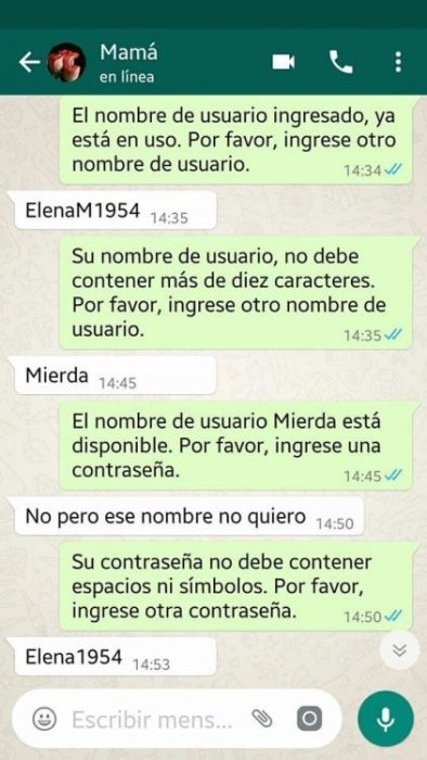 Conversación con su madre