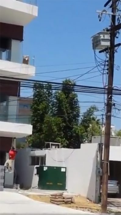 Albañiles en edificio