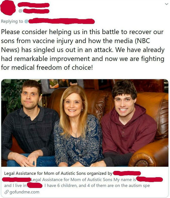 Mujer demanda a NBC por reportar como envenenó a sus hijos autistas pide dinero gofundme para pagar gastos legales