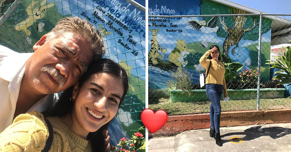 Papá llevó a su hija cuando era niña a su primer día de clases; hoy la acompaña a su primer día como maestra