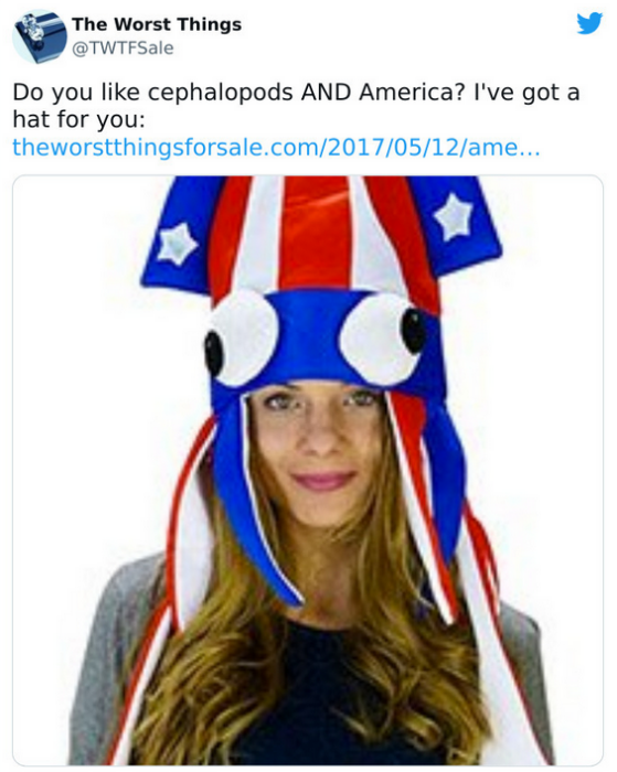 American Squid Hat Sombrero de calamar con patrón de bandera americana