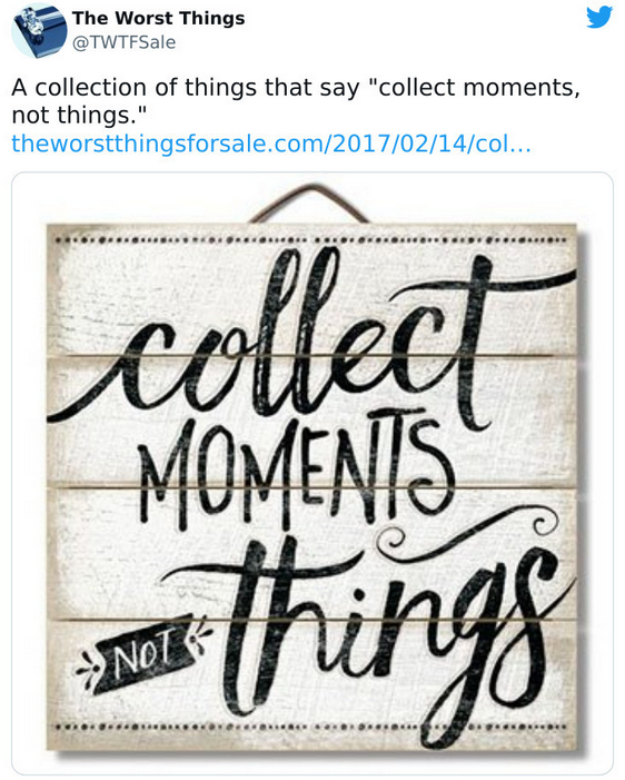 Bolsa con la leyenda Collect moments not things
